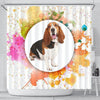 Colorful Basset Hound dog Print Shower Curtain-Free Shipping