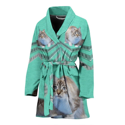 Ragamuffin Cat Print Women's Bath Robe-Free Shipping