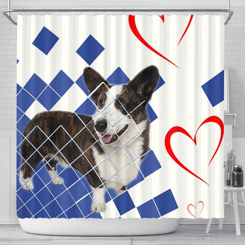 Cardigan Welsh Corgi Dog Print Shower Curtain-Free Shipping