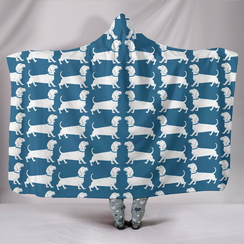 Dachshund Dog Pattern Print Hooded Blanket-Free Shipping