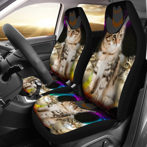 Cute Siberian Cat With Hat Print Car Seat Covers-Free Shipping