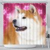 Akita On Pink Print Shower Curtains-Free Shipping