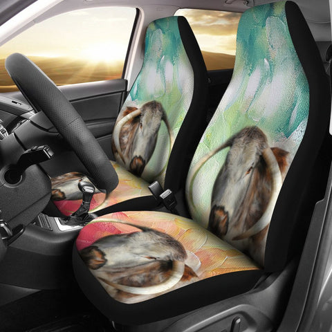 English Longhorn Cattle (Cow) Painted Art Print Car Seat Covers-Free Shipping