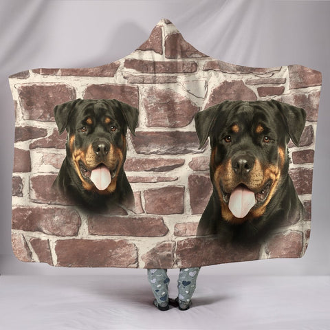 Rottweiler Dog Print Hooded Blanket-Free Shipping