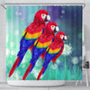 Scarlet Macaw Parrot Print Shower Curtains-Free Shipping