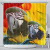 Blue and Yellow Macaw Print Shower Curtain-Free Shipping
