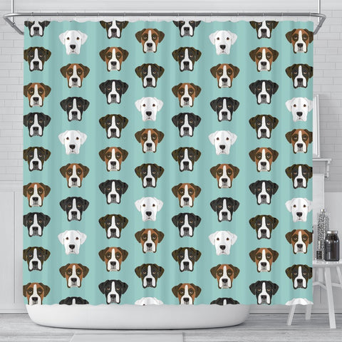 Boxer Dog Faces Print Shower Curtain-Free Shipping