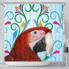 Red-and-green macaw Parrot Print Shower Curtain-Free Shipping
