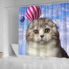 Cute Scottish Fold Cat Print Shower Curtains-Free Shipping