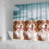 Cute Australian Shepherd Print Shower Curtains-Free Shipping