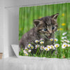 Cute American Shorthair Cat Print Shower Curtains-Free Shipping