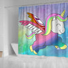 Cute Smiling Unicorn Print Shower Curtain-Free Shipping