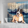 Pit Bull Terrier Print Shower Curtains-Free Shipping