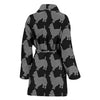 Australian Terrier Dog Black Pattern Print Women's Bath Robe-Free Shipping