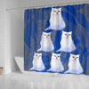 White Persian Cat Print Shower Curtains-Free Shipping