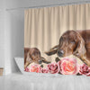 Irish Setter With Rose Print Shower Curtain-Free Shipping