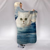 Cute White Persian Cat Print Hooded Blanket-Free Shipping