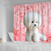 Bichon Frise On Pink Print Shower Curtains-Free Shipping