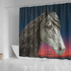 Amazing Friesian horse Print Shower Curtain-Free Shipping