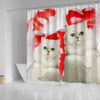 Persian Cat On Red Print Shower Curtains-Free Shipping