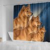 Finnish Spitz Print Shower Curtains-Free Shipping