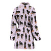 Black And Tan Coonhound Dog In Lots Print Women's Bath Robe-Free Shipping