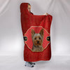 Yorkshire Terrier (Yorkie) Print On Red Hooded Blanket-Free Shipping