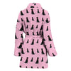 Black Labrador On Pink Print Women's Bath Robe-Free Shipping