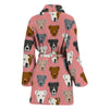 Pit Bull Dog Pattern Print Women's Bath Robe-Free Shipping