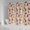 Cute Yorkie Floral Print Shower Curtains-Free Shipping