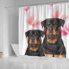 Rottweiler On White Print Shower Curtains-Free Shipping