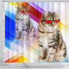 Siberian Cat Red Glasses Print Shower Curtain-Free Shipping