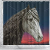 Amazing Friesian horse Print Shower Curtain-Free Shipping