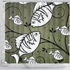 White Fish Print Shower Curtain-Free Shipping