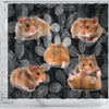 Djungarian Hamster On Black Print Shower Curtains-Free Shipping