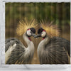 Grey Crowned Crane Bird Print Shower Curtains-Free Shipping