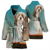 Cute Lhasa Apso Dog Print Women's Bath Robe-Free Shipping