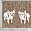 Cute Middle White Pig Print Shower Curtain-Free Shipping