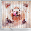 Yorkie Vintage Art Print Shower Curtains-Free Shipping