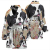 Cute Japanese Chin Dog Floral Print Women's Bath Robe-Free Shipping