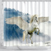 Unicorn In Snowfall Print Shower Curtain-Free Shipping