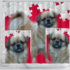 Tibetan Spaniel Print On Red Puzzle Shower Curtain-Free Shipping