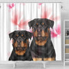 Rottweiler On White Print Shower Curtains-Free Shipping
