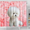 Bichon Frise On Pink Print Shower Curtains-Free Shipping