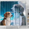 English Foxhound On Sky Blue Print Shower Curtains-Free Shipping