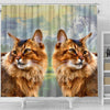 Amazing Somali Cat Print Shower Curtains-Free Shipping