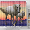 White Lusitano Horse Print Shower Curtain-Free Shipping