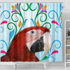 Red-and-green macaw Parrot Print Shower Curtain-Free Shipping