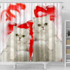 Persian Cat On Red Print Shower Curtains-Free Shipping