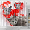 Cute Russian Blue Cat Print Shower Curtains-Free Shipping
